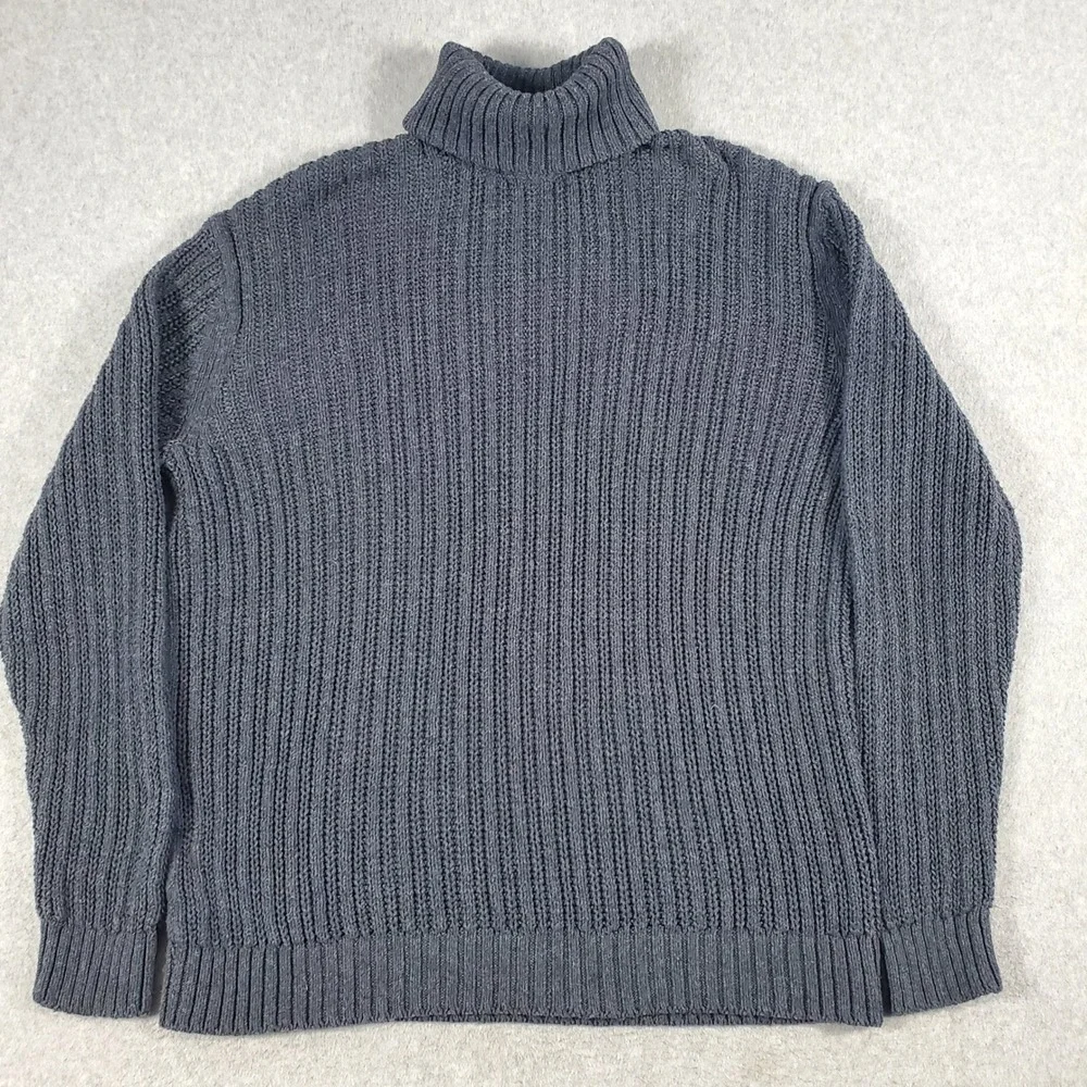 Old Navy Turtleneck Sweater Mens XL Tall Gray Ribbed Knit Heavyweight Pullover